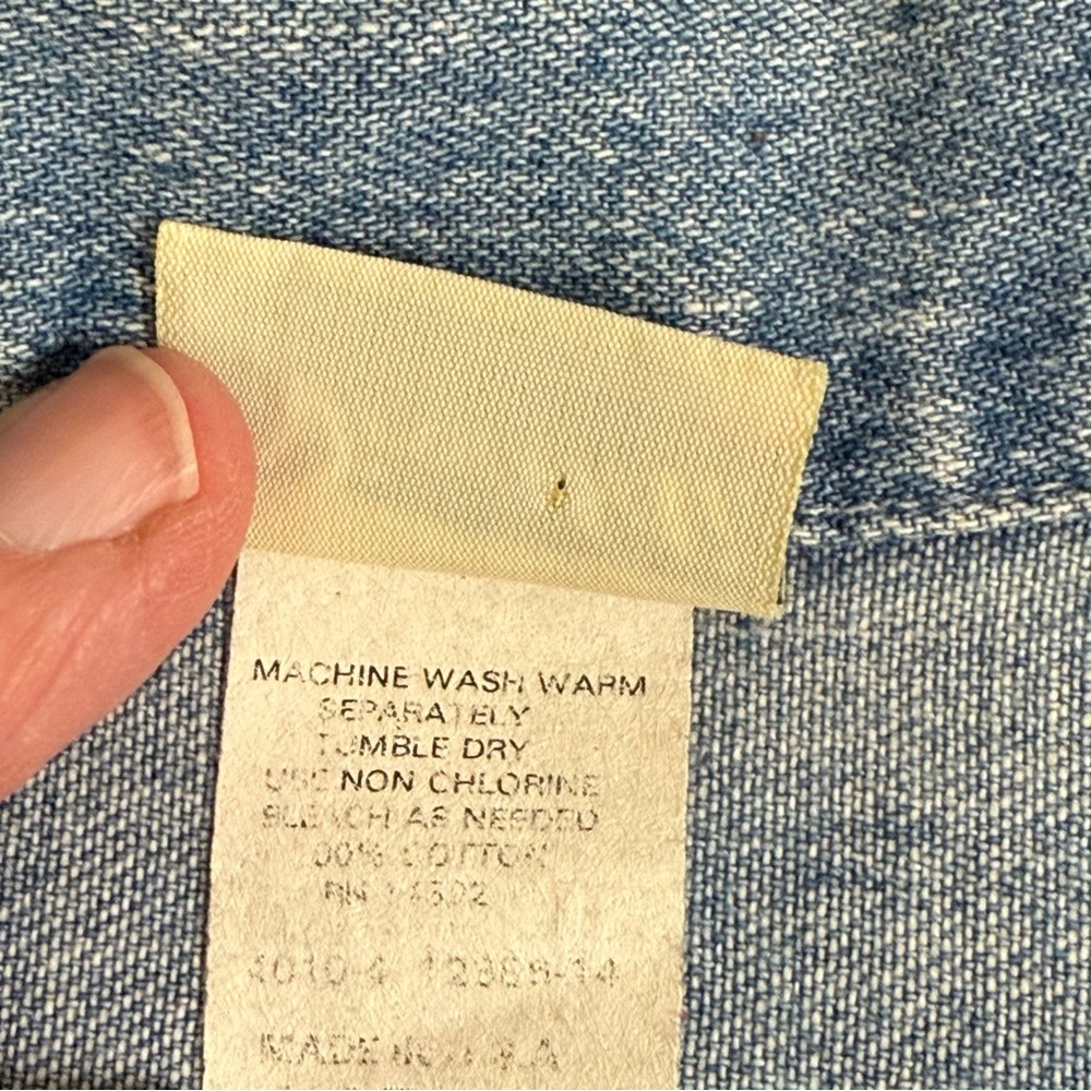 Vivaldi Jeanswear Floral Embroidered Denim Button Down Shirt Large Vintage - Picture 7 of 8